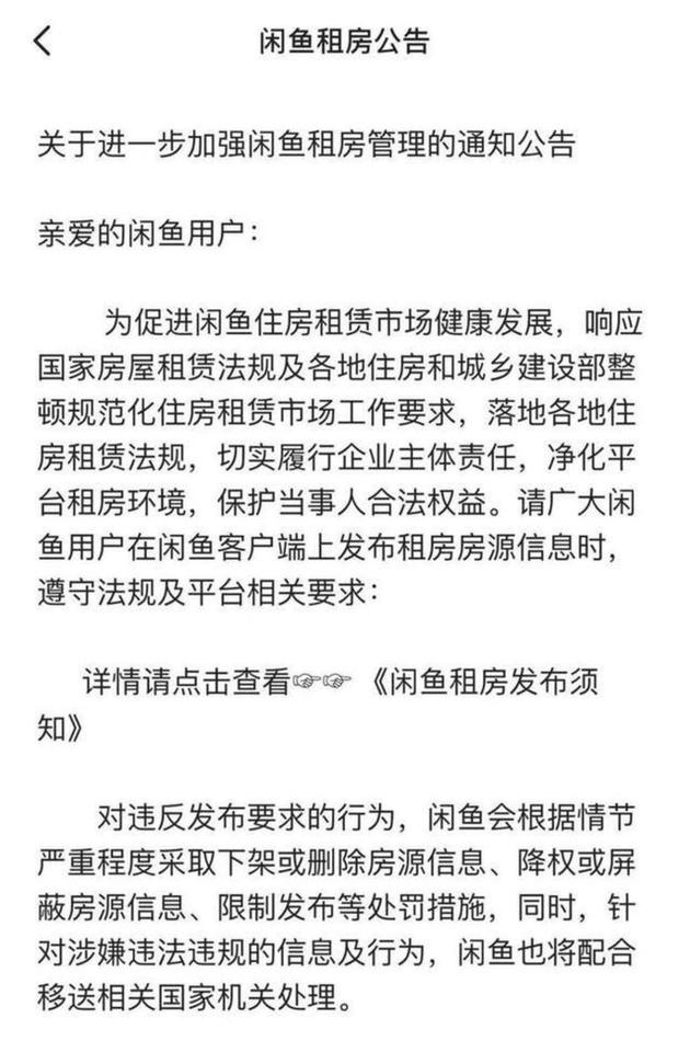 因租房乱象被约谈闲鱼整改说到何时能做到