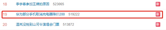 #华为部分手机取消充电器降价200#上热搜网友降价了可以接受